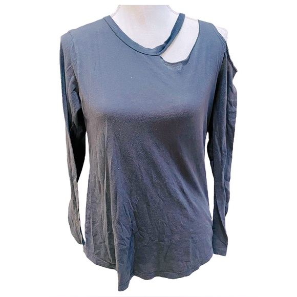 LNA Gray Cutout Long Sleeve T-Shirt Small - Picture 1 of 5